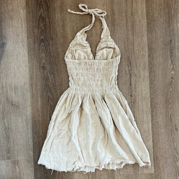 Crochet Boho Beach Halter-neck Cream Tunic Top - Picture 4 of 7